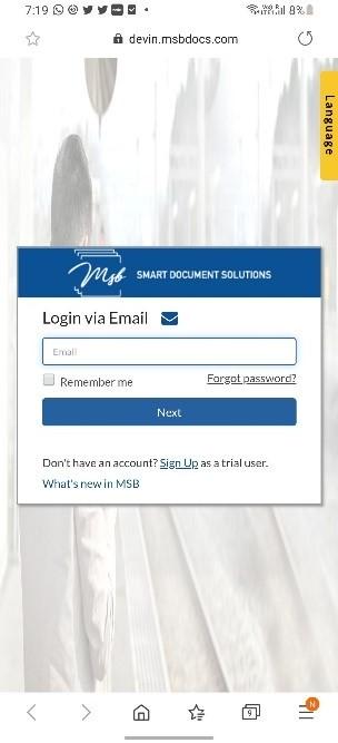 MSB application and ask the login credential to log in to MSB