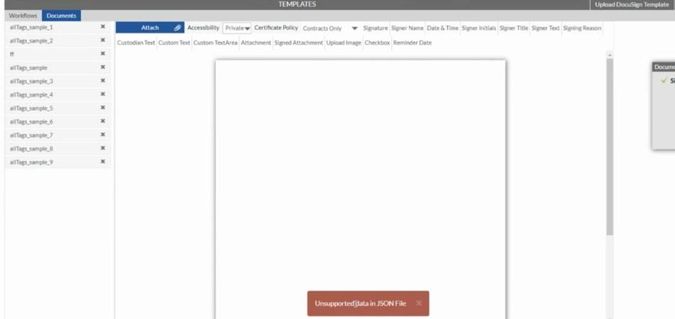 unsupported data from DocuSign template2