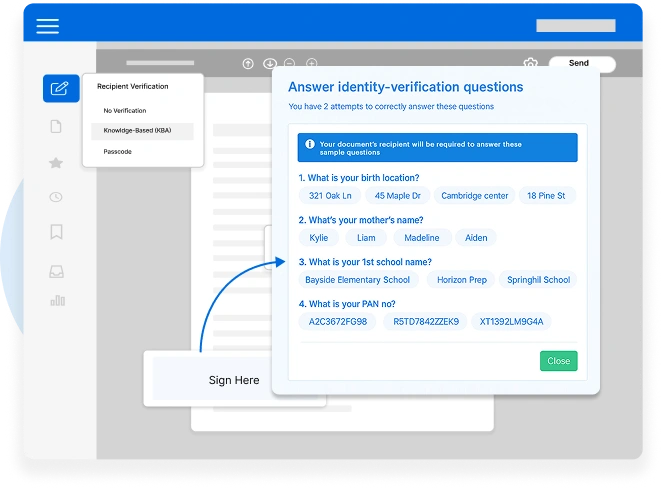 KBA Verification Interface